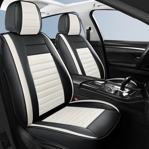 Full Set Breathable Leather Car Seat Covers with Horizontal Stripe Design for Cars, SUVs, and Trucks