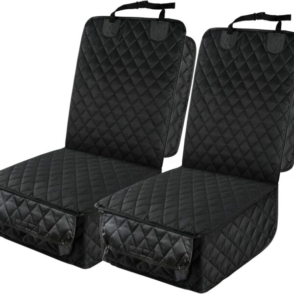 Waterproof Front Seat Car Cover 2 Pack, Full Protection Dog Car Seat Cover with Side Flaps, Nonslip Scratchproof Front Seat Cover Fits for Cars, Trucks, SUVs, Jeep …