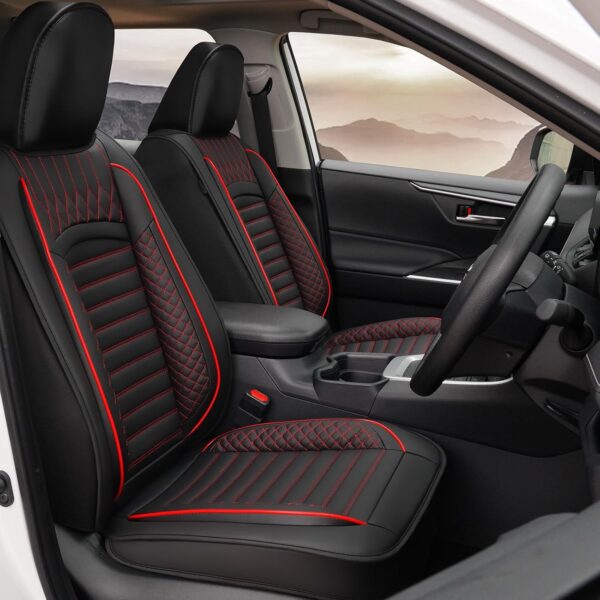 Full Set Faux Leather Car Seat Covers with Waterproof Protection and Two-Tone Interior Style