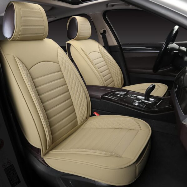 5-Seat Full Set Waterproof Napa Leather Car Seat Covers with Anti-Slip Cushion Protection Design