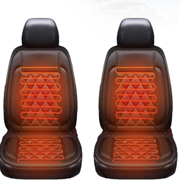 Universal Seat Cushion, Comfortable Large Heated Seat Cover，Non-Slip Breathable Unique Back Rest Black 2Pcs