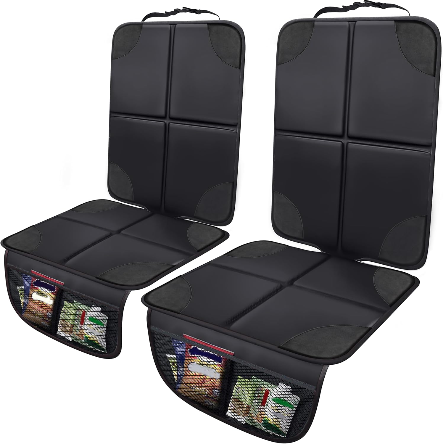 2-Piece Child Car Seat Protector Mat with Thick Padding and Waterproof Fabric